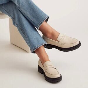 Quince Cream Mules with Black Soles